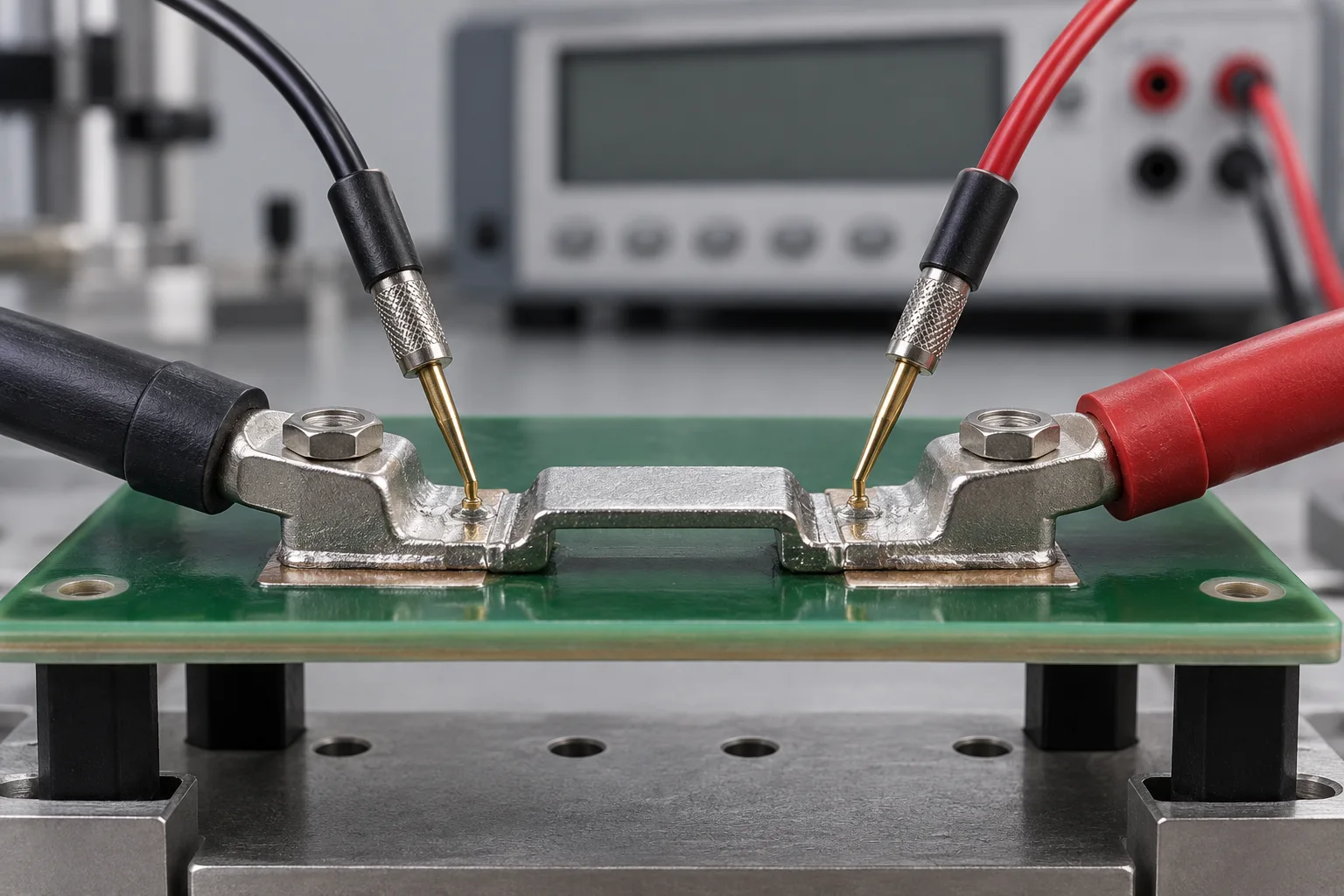 PCB terminal resistance testing with four-wire Kelvin sensing