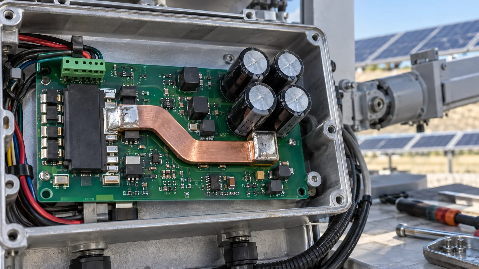 How to select an SMD busbar for a PV tracker actuator controller: motor pulses, outdoor heating and surge validation