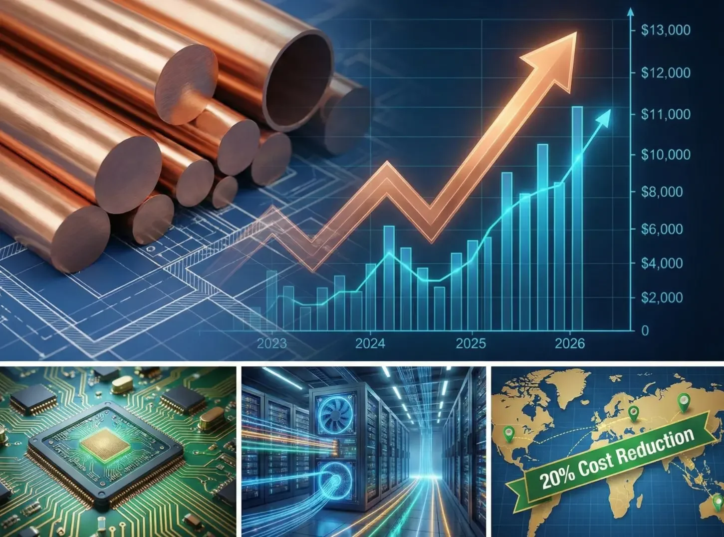 2026年铜价恐破13,000美元：3大策略助您立即降低20%互连成本